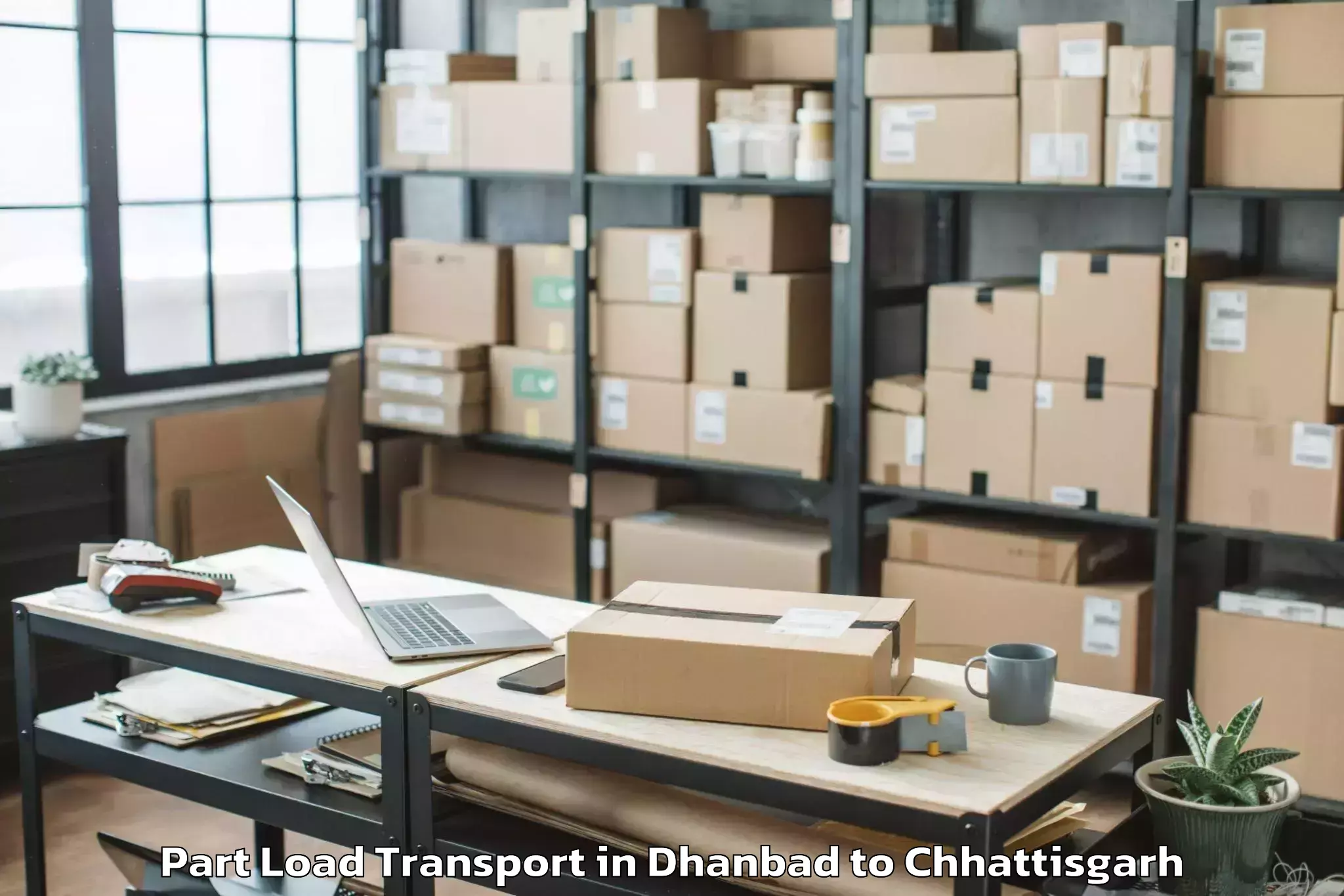 Book Dhanbad to Gaurela Part Load Transport Online